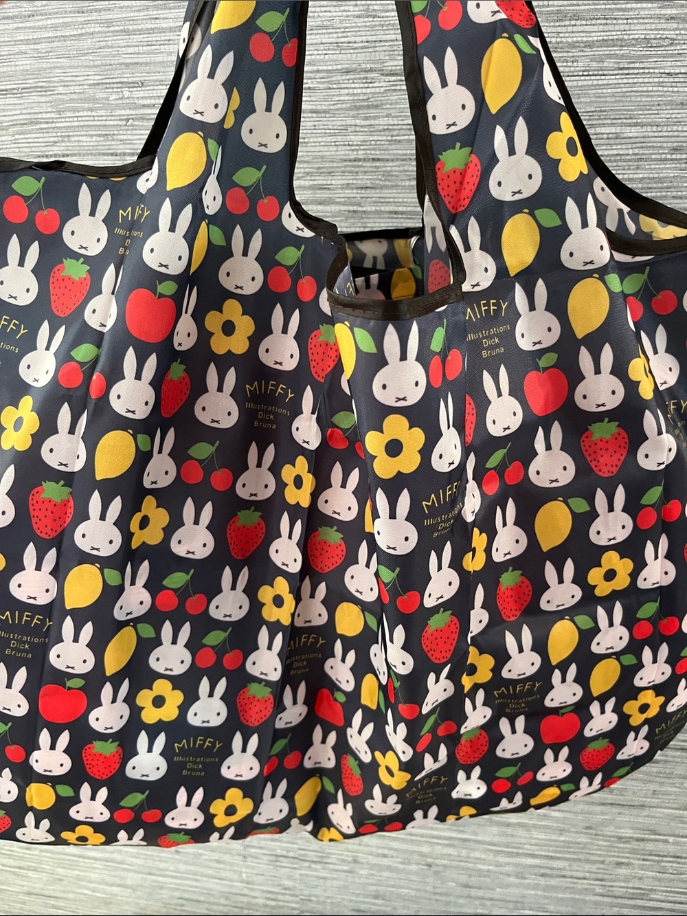 New Miffy Tote Bag - Navy Blue with White, Red, Yellow & Green Prints - Picture 5 of 6